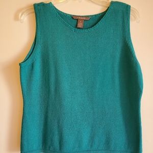 Kate Landry Sleeveless Top. TEAL GREEN SIZE M.